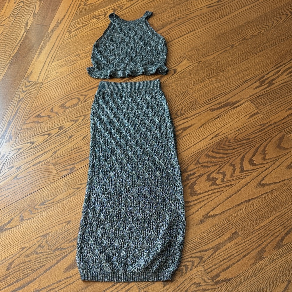 Gray Knit Two-Piece Set